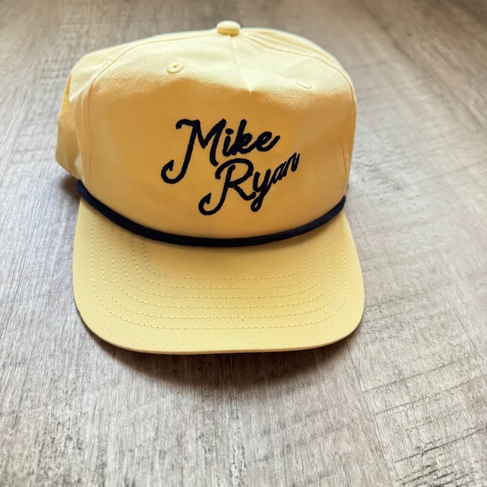 Mike Ryan Country Music Hat Rope Snapback Leather Yellow Embroidered Texas Cap